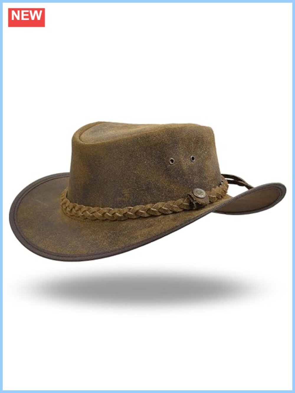 Genuine Leather Western Cowboy Hat Wide Brim Water Resistant Outback Vintage